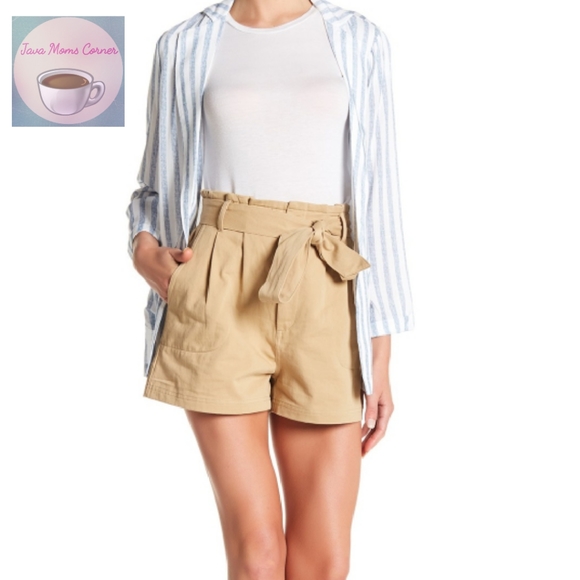 khaki tie waist shorts